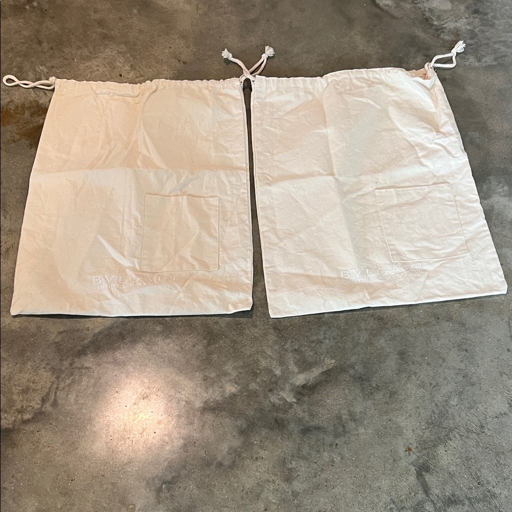 Authentic Bulgari Cream Drawstring Dust Bags - Set of Two